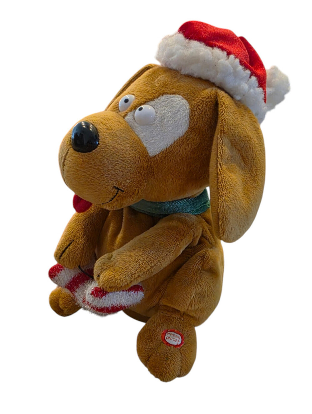 Gemmy Animated Singing/Chewing Christmas Puppy Dog plush toy